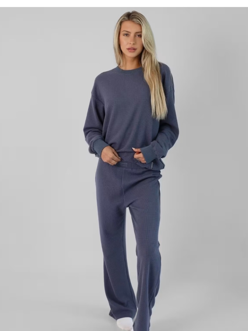 Comfrt Brand Waffle Lounge Set Stone Blue